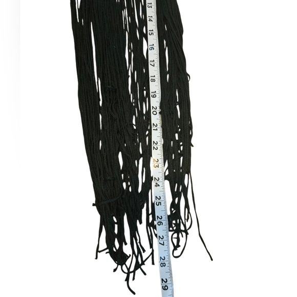 Crochet Swim Cover Up Black Open Back Fringe Boho Crop Top - Picture 15 of 16